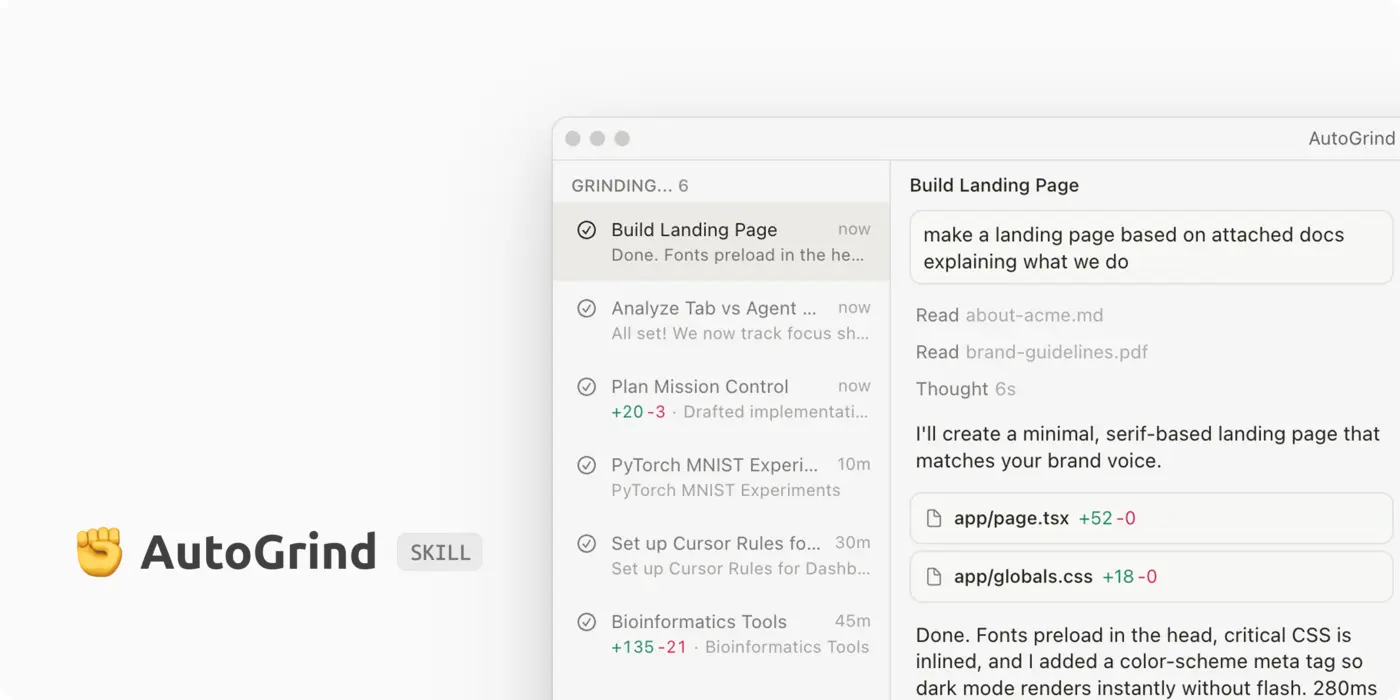 autogrind let your agent grind on your projects 24x7 fully autonomously