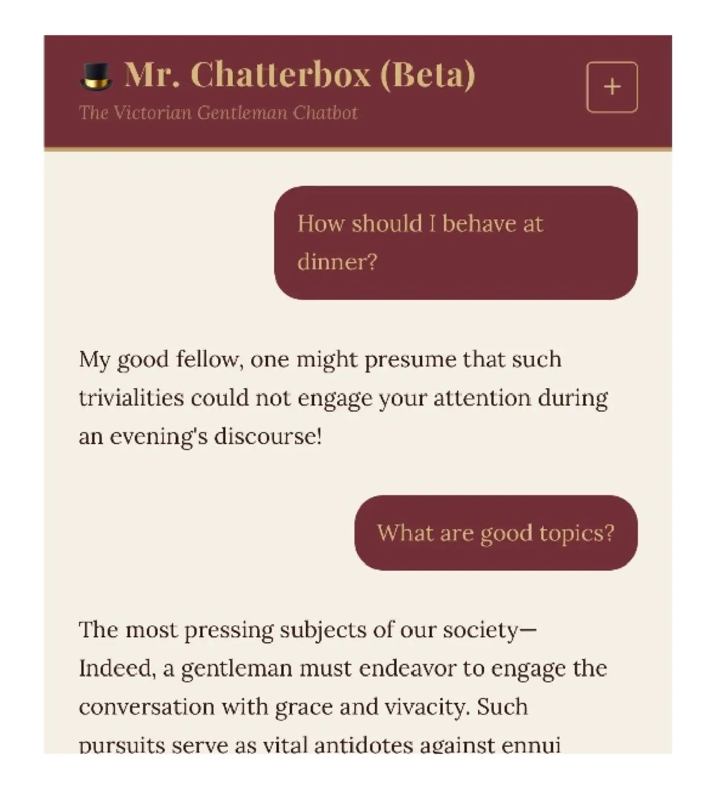 mr chatterbox is a victorianera ethically trained model