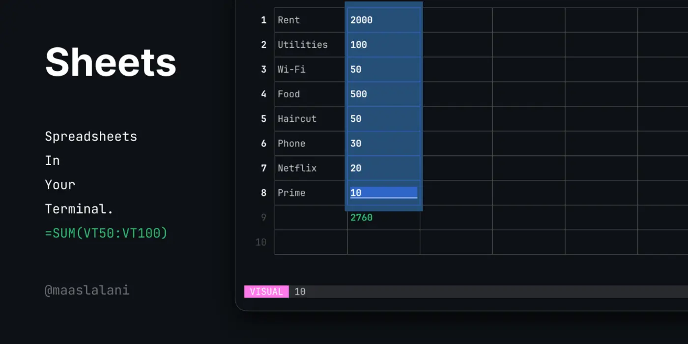 sheets spreadsheets in your terminal