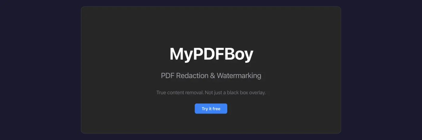 show hn mypdfboy free pdf redaction that deletes the data