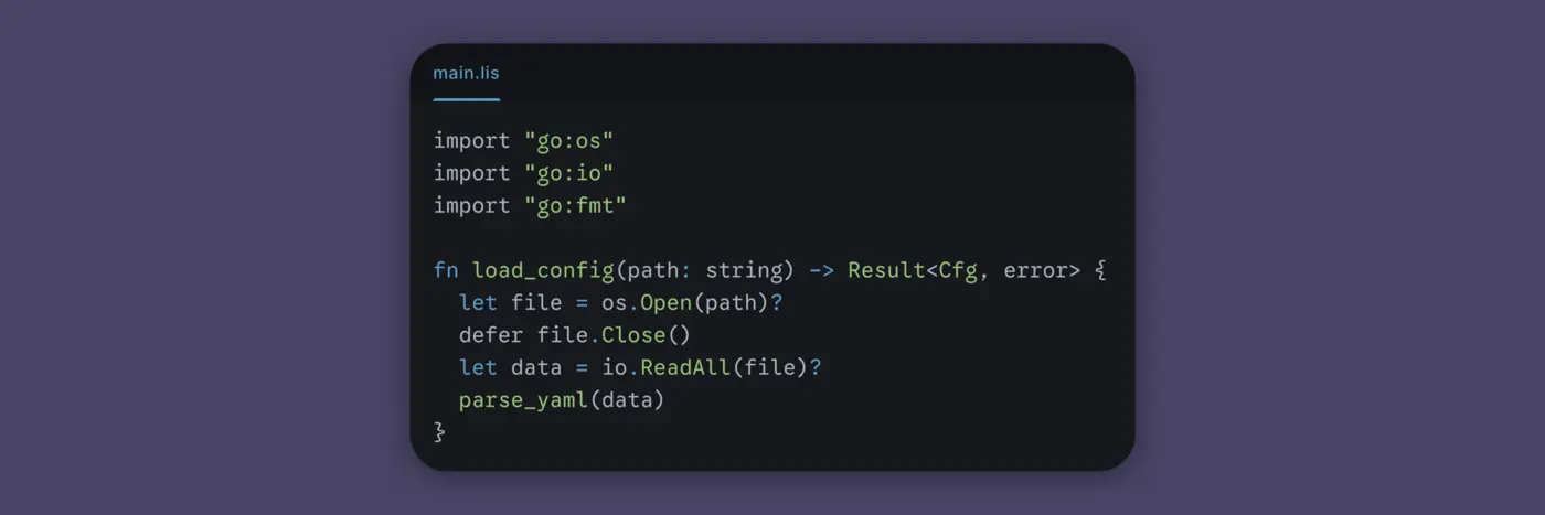 lisette a little language inspired by rust that compiles to go