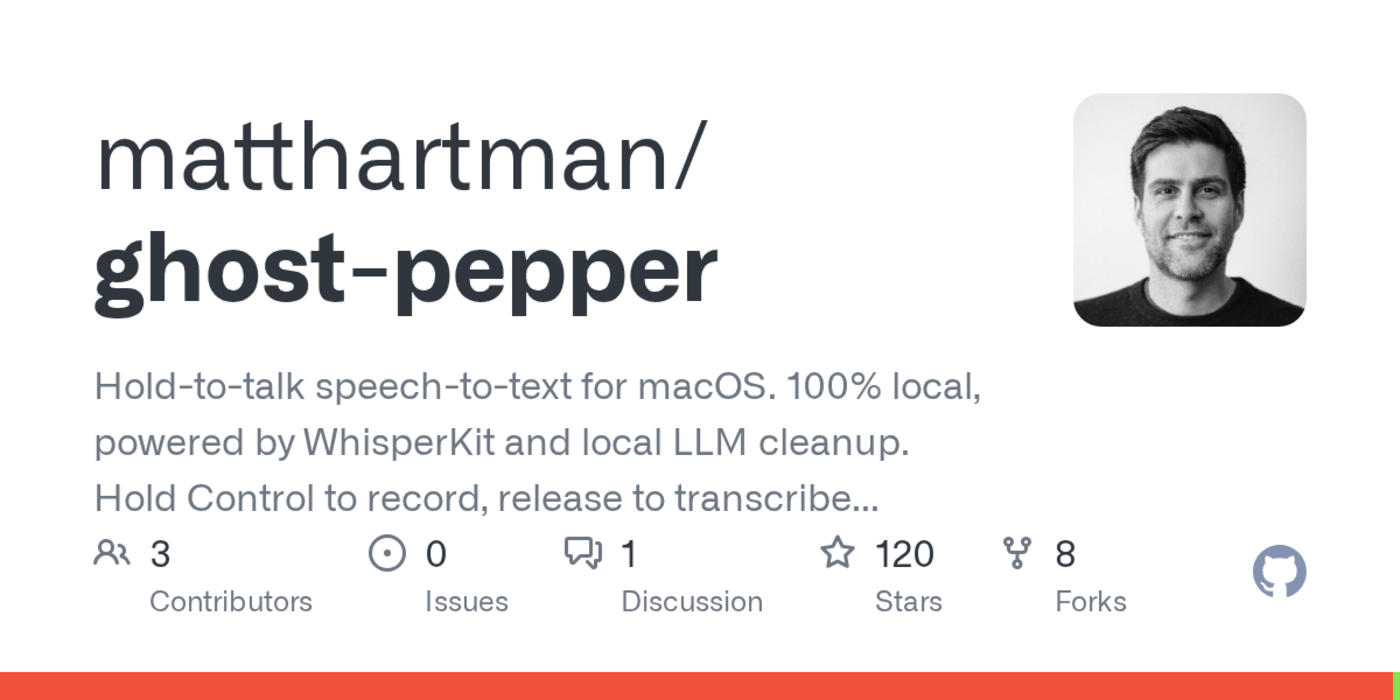 show hn ghost pepper 100 local holdtotalk speechtotext for macos