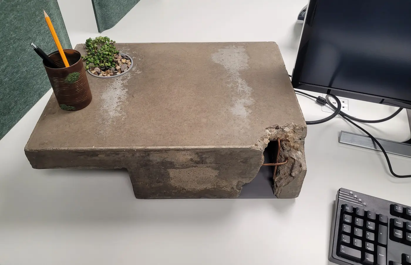 show hn brutalist concrete laptop stand