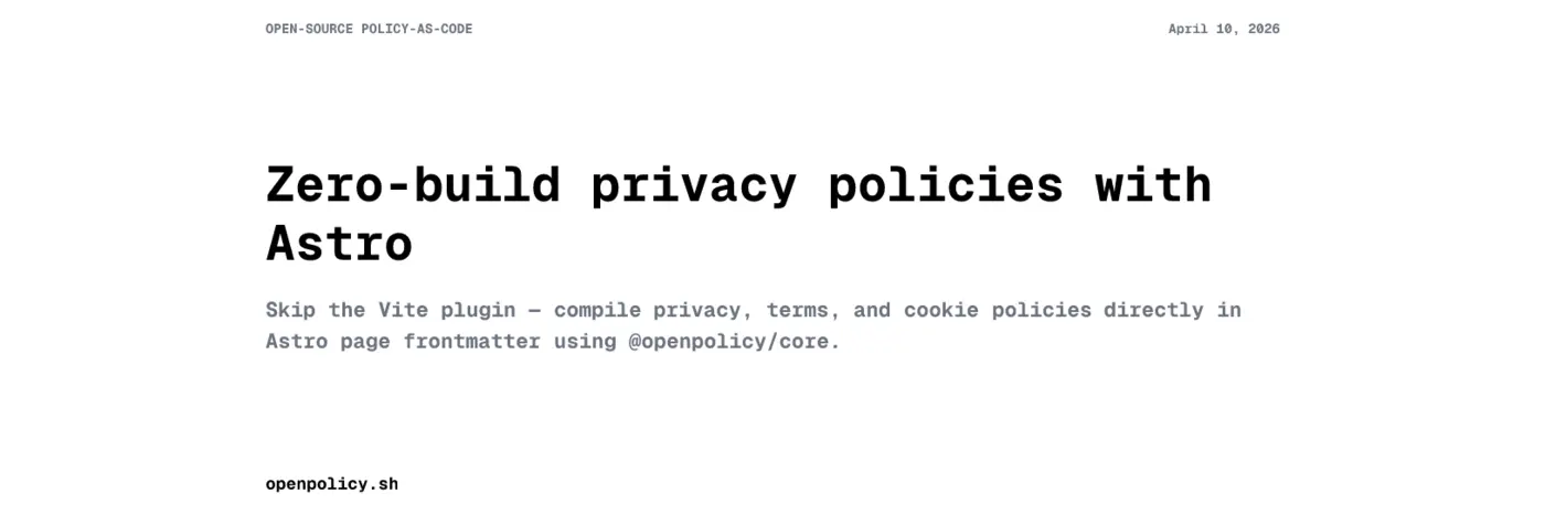 zerobuild privacy policies with astro
