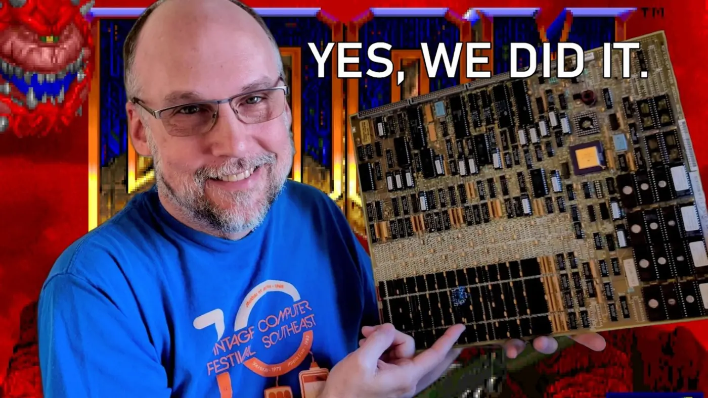 we ran doom on a 40 year old printer controller agfa compugraphic 9000ps video