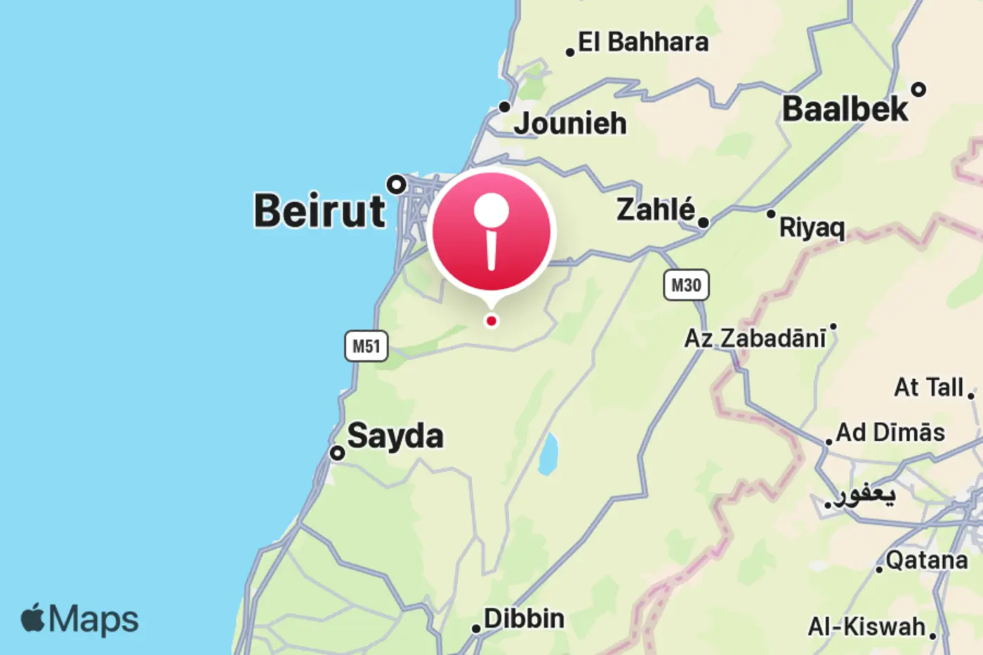 apple has removed most of the towns and villages in lebanon from apple maps