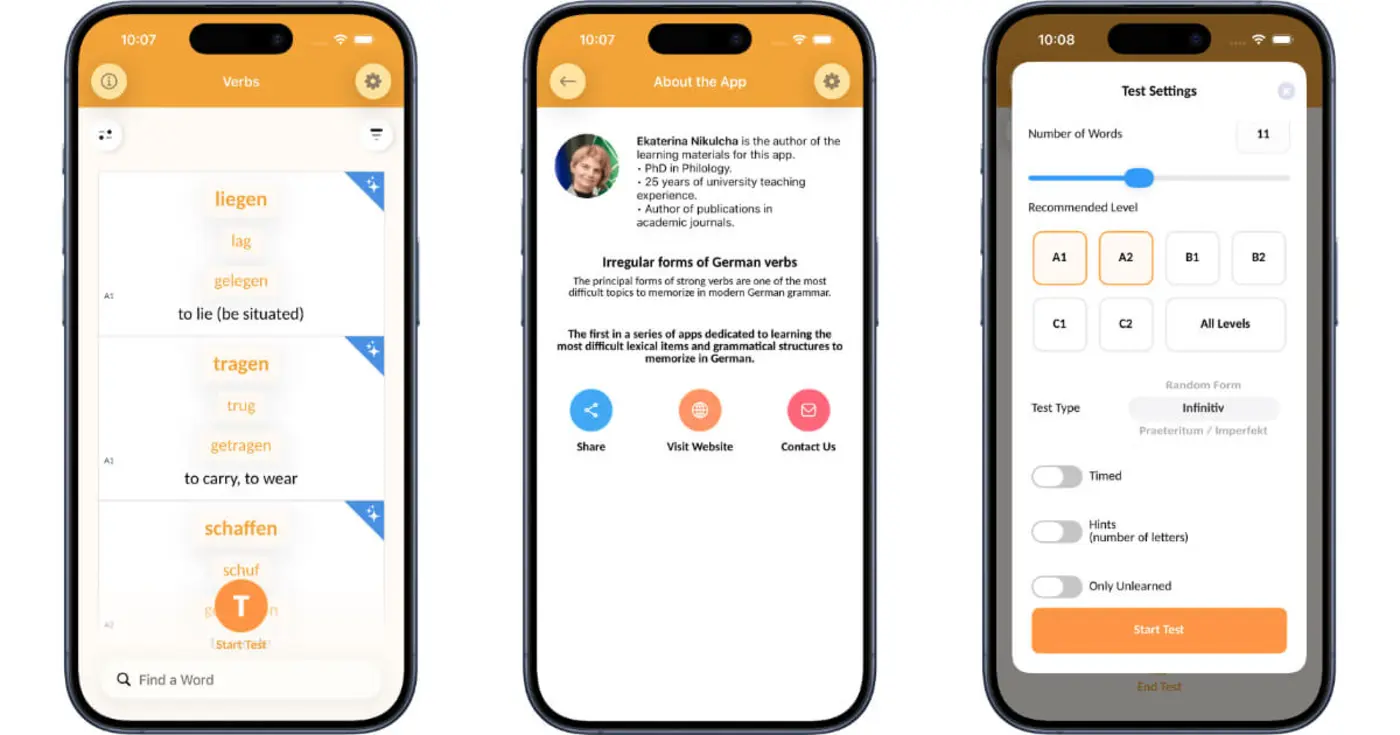 show hn irregular german verbs a simple app no ads or tracking