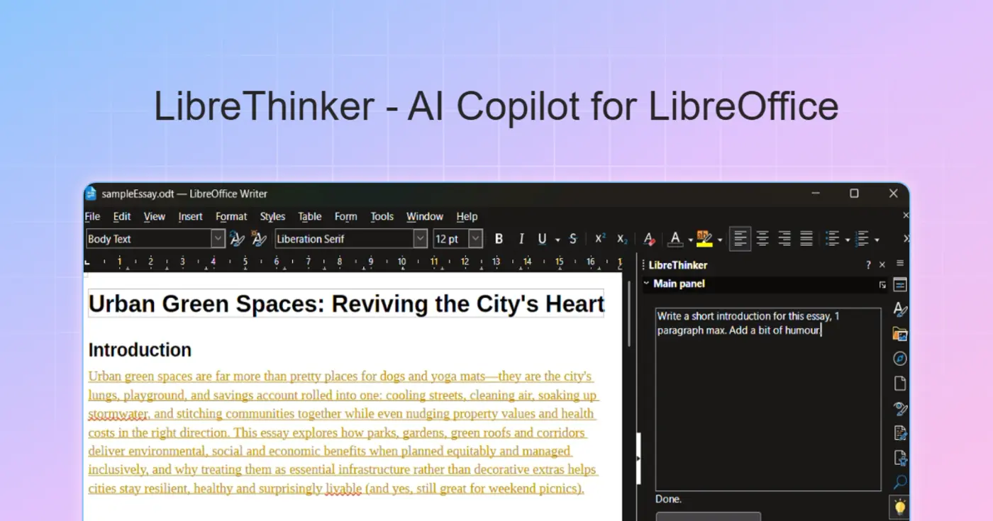 show hn librethinker free ai assistant for libreoffice writer 10k installs