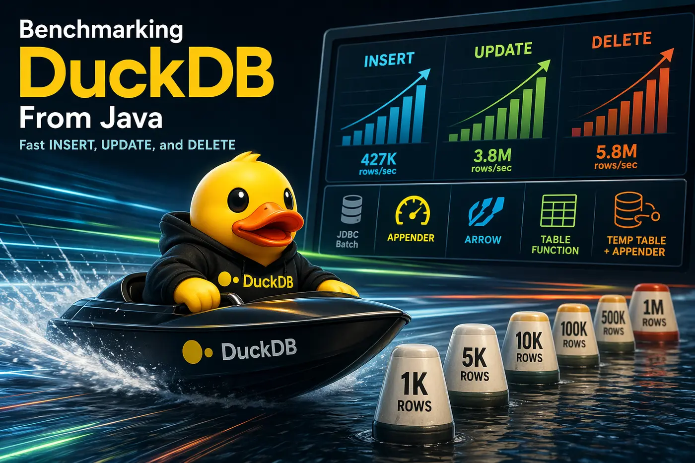benchmarking duckdb from java fast insert update and delete