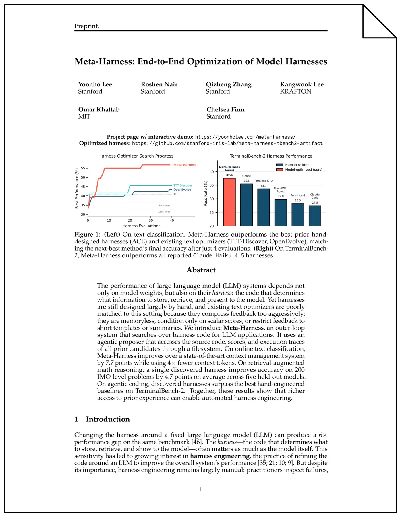 metaharness endtoend optimization of model harnesses pdf
