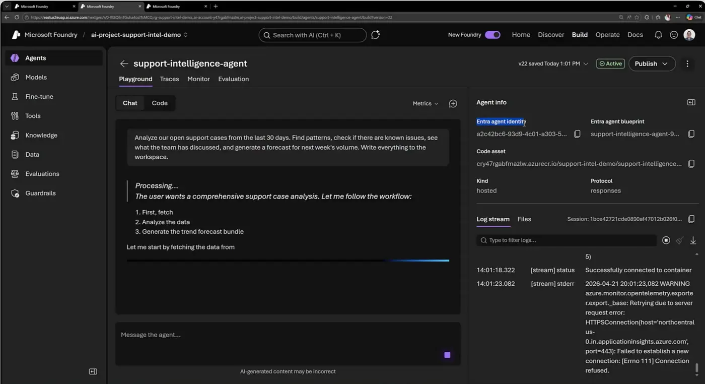 the new hosted agents in foundry agent service