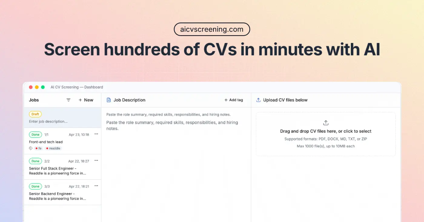 show hn ai tool to rank 100 of cvs against a job description in minutes