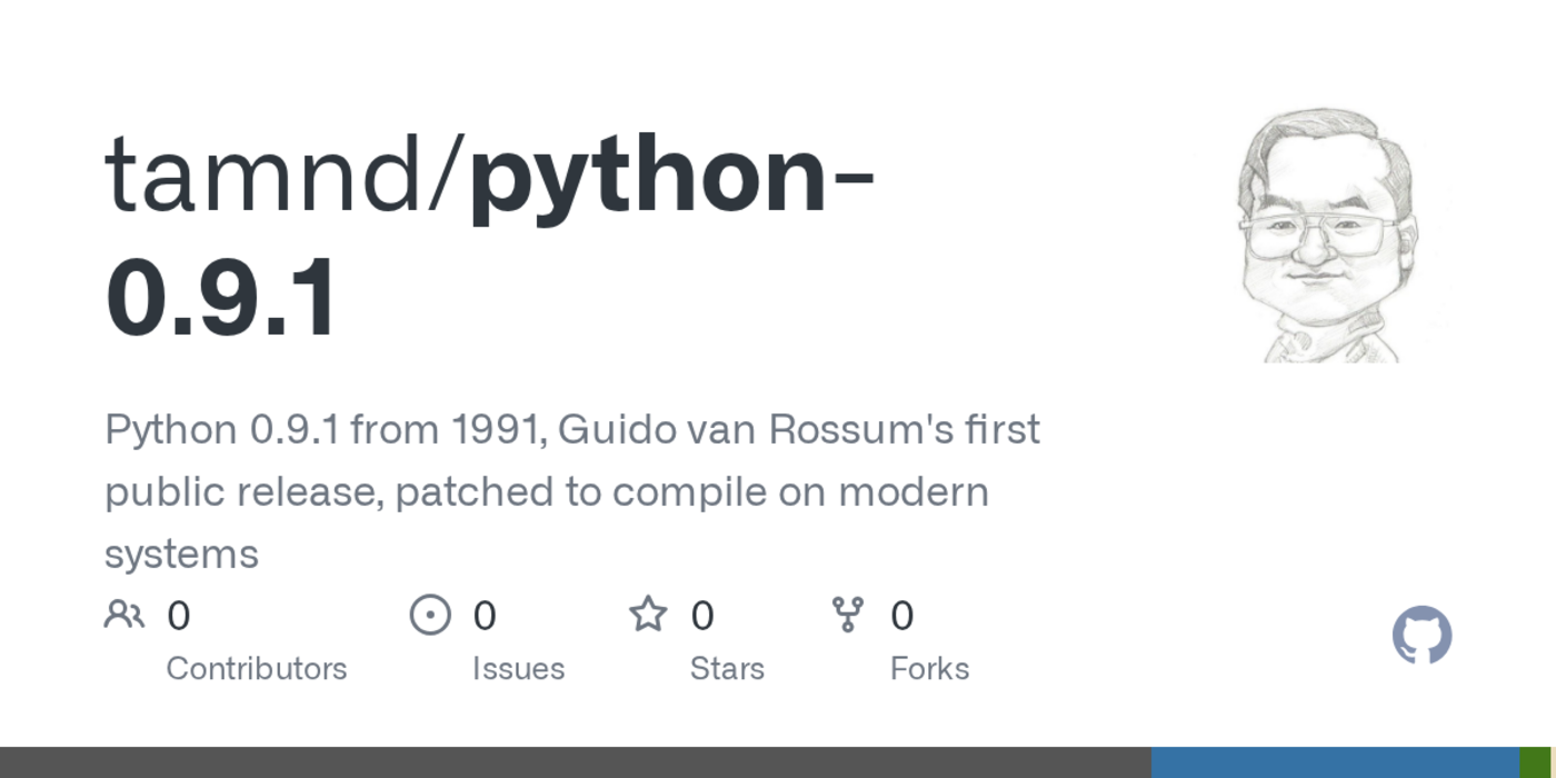 show hn python 091 from 1991 guido van rossumx27s first public release