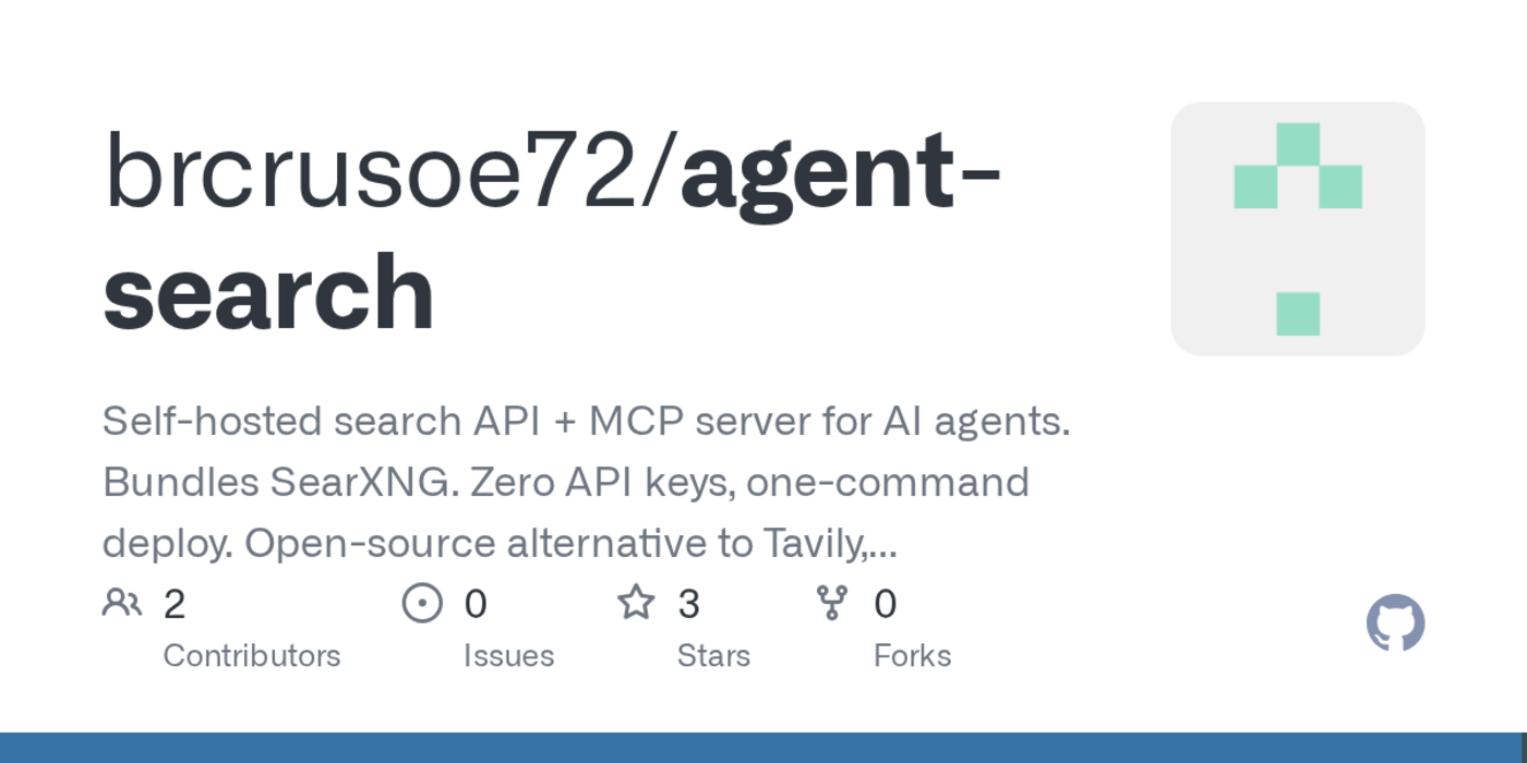 show hn agentsearch selfhosted search and mcp for ai agents no api keys