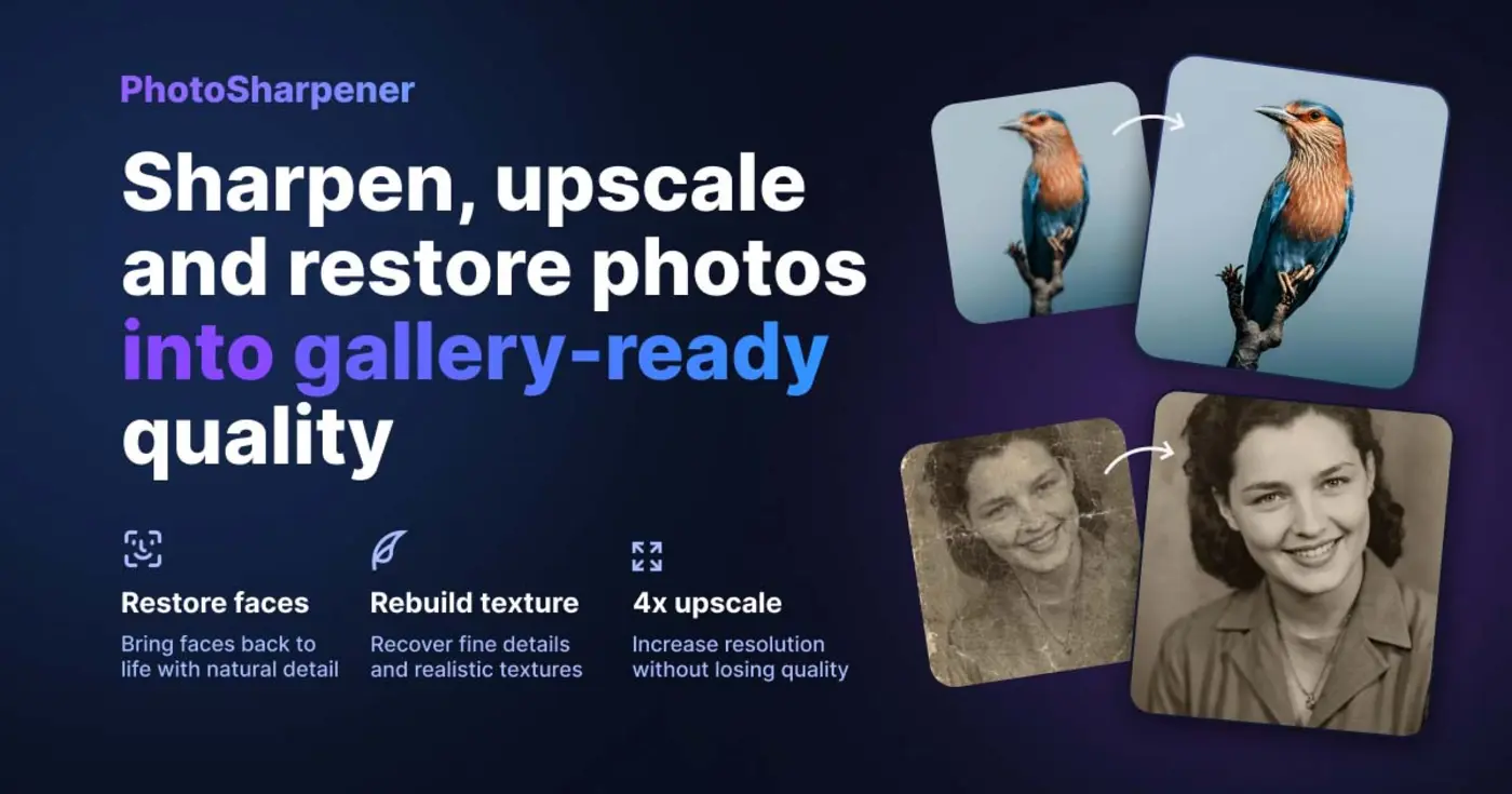 show hn photosharpener sharpen and upscale photos in the browser with ai
