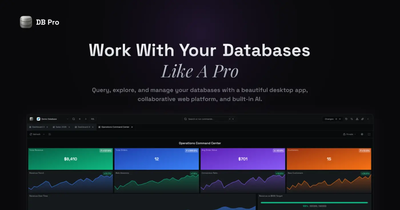 show hn db pro studio selfhostable collaborative database client