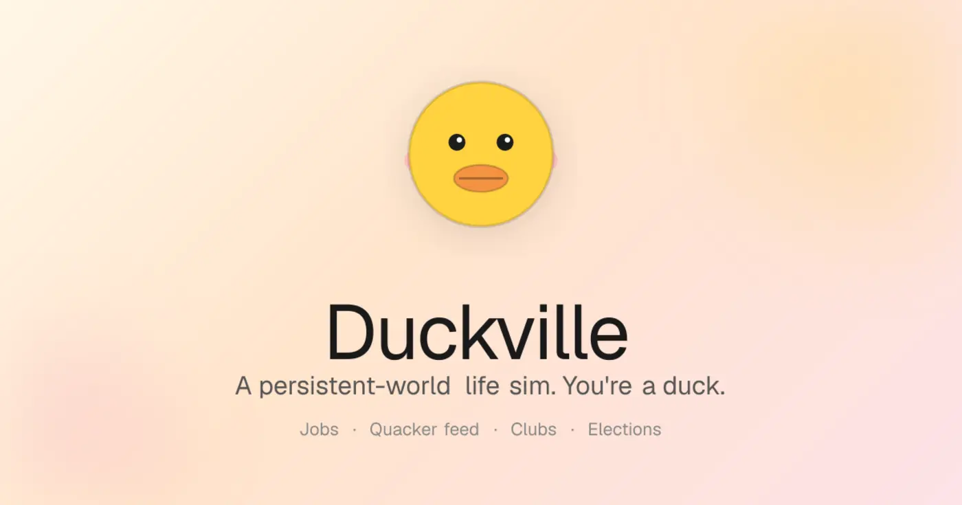 show hn duckville a persistentworld life sim where youx27re a duck