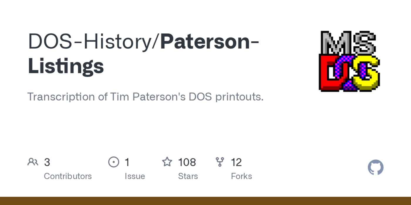 github dos 10 transcription of tim patersonx27s dos printouts