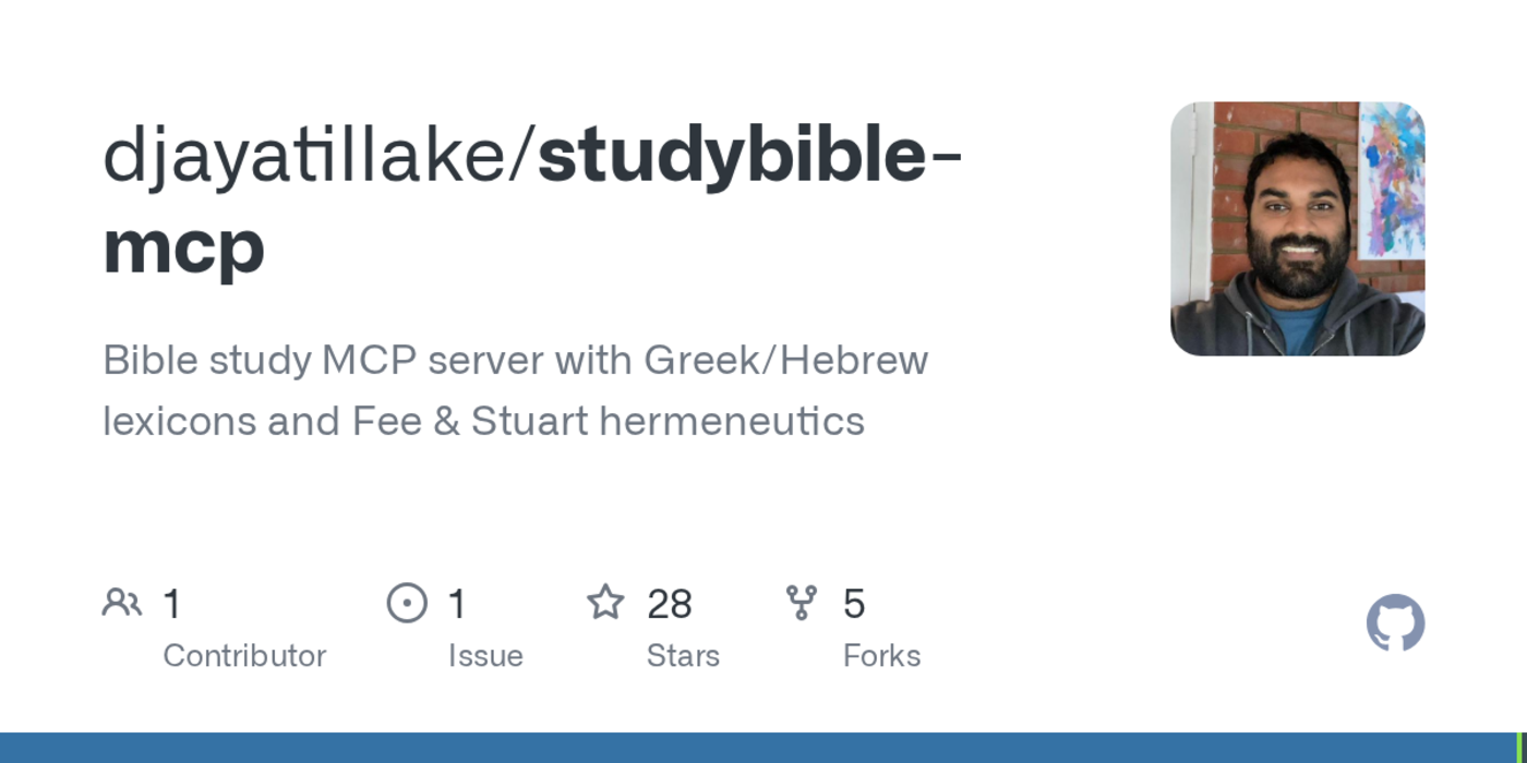 show hn study bible mcp scholarly greekhebrew lexicons and morphology