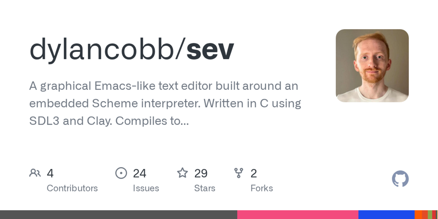 sev a graphical emacslike text editor scriptable with chibischeme