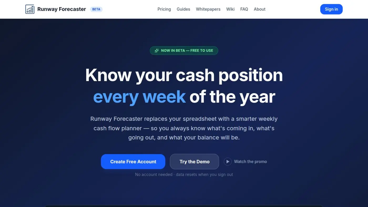 runway forecaster weekly cash flow forecasting no spreadsheet