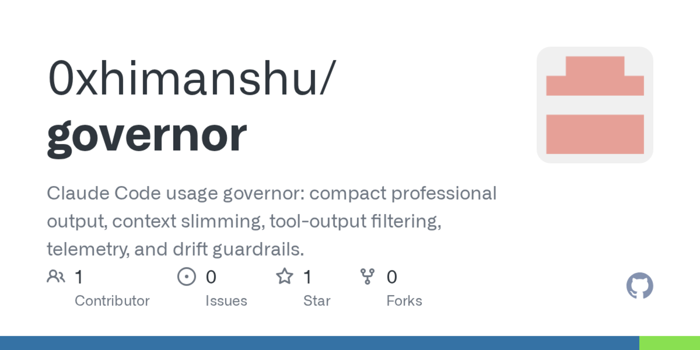 governor a claude code plugin to reduce tokencontext waste