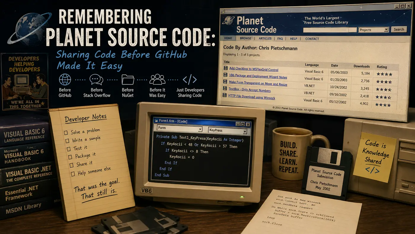 remembering planet source code sharing code before github made it easy