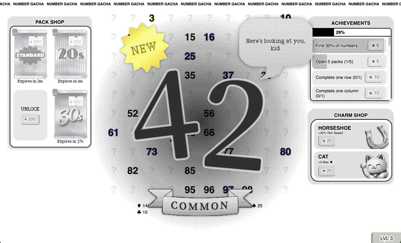 show hn number gacha a gacha game distilled to its essence