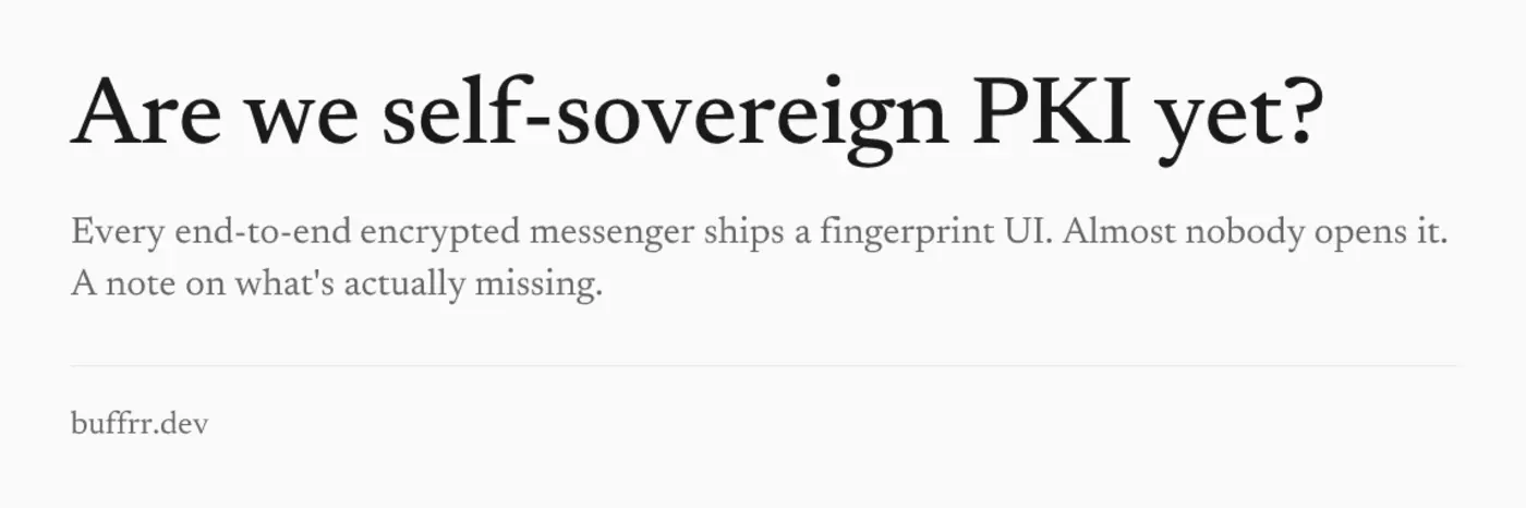 are we selfsovereign pki yet