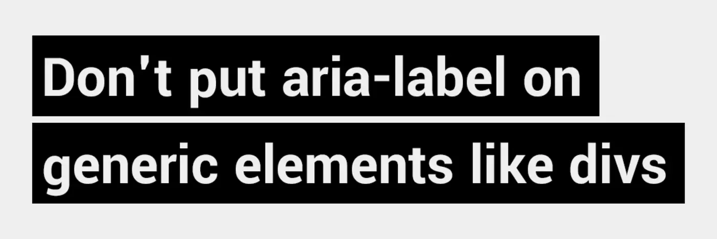 donx27t put arialabel on generic elements like divs