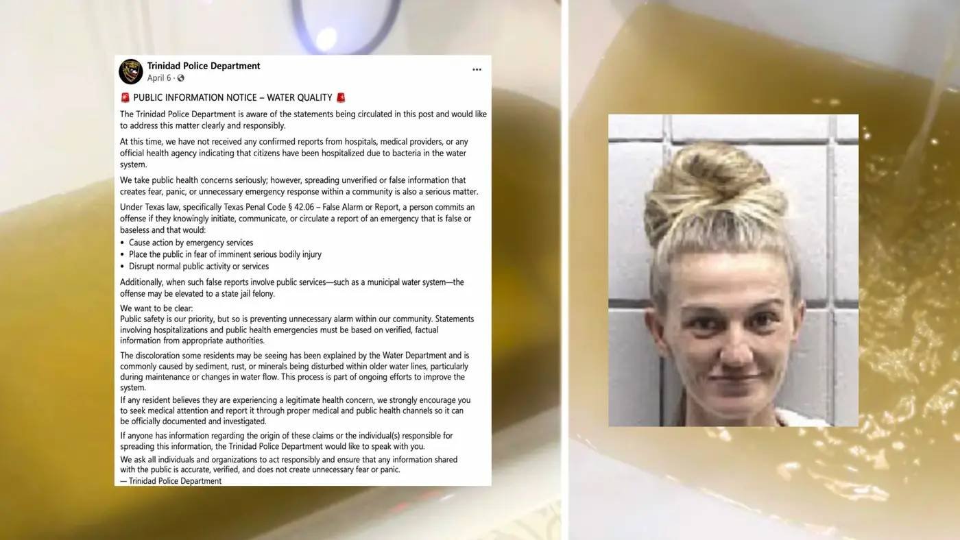 texas woman arrested for facebook post about town water quality