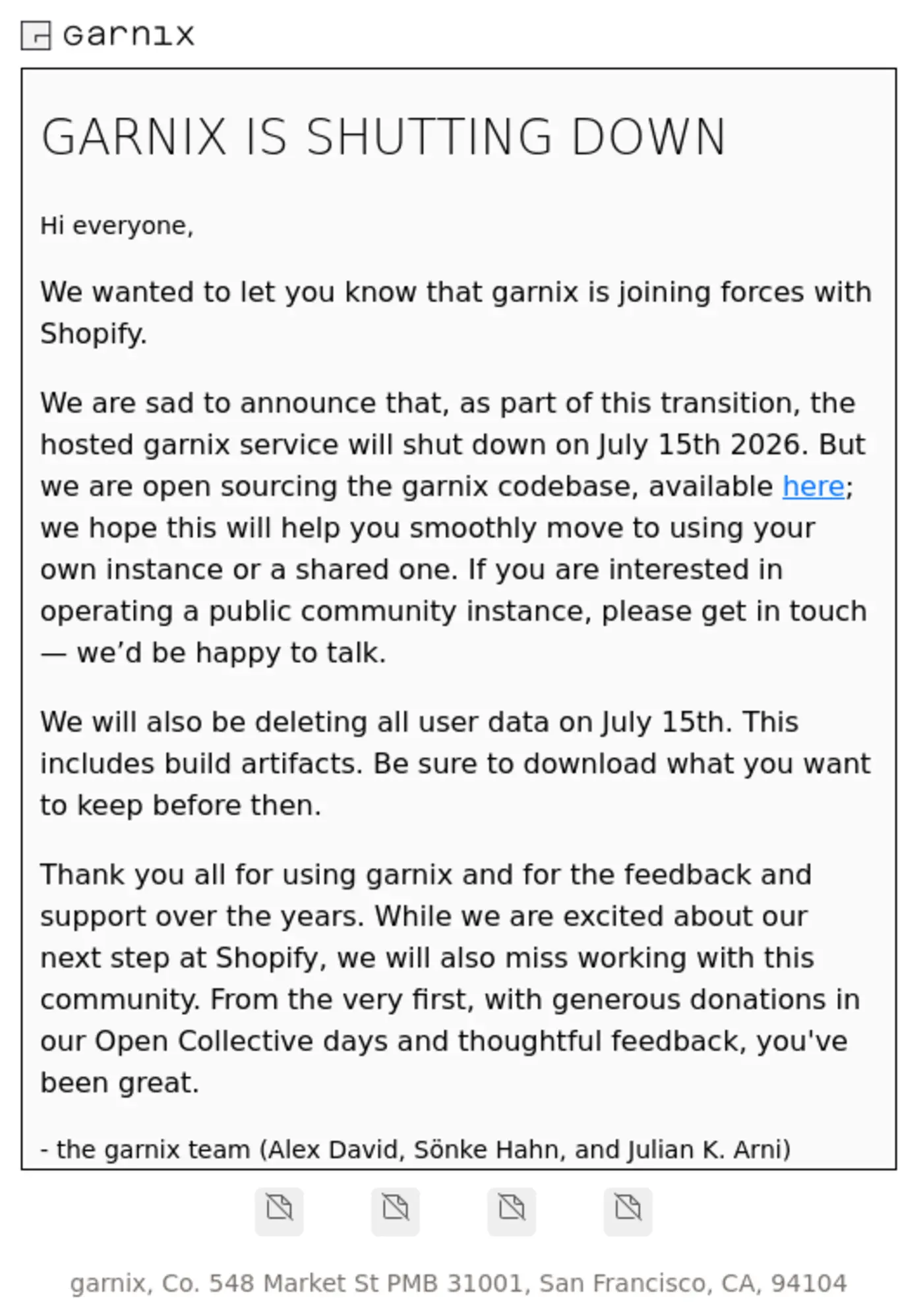 garnix a nix ci is shutting down