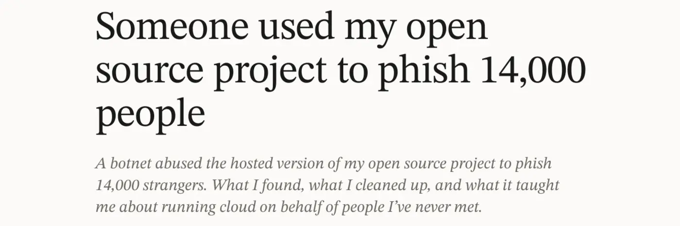 someone used my open source project to phish 14000 people