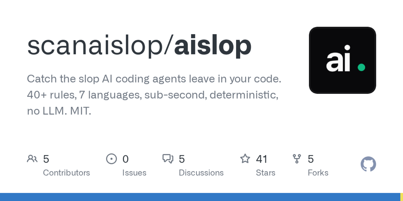 show hn aislop a cli for catching ai generated code smells