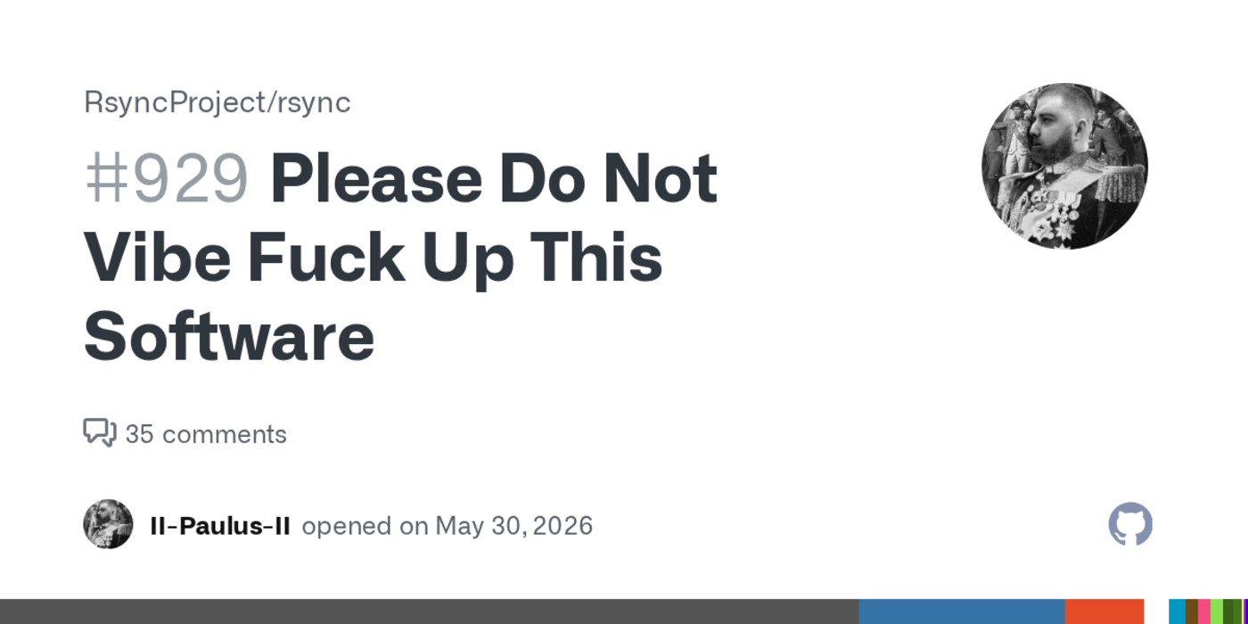please do not vibe fuck up this software rsync
