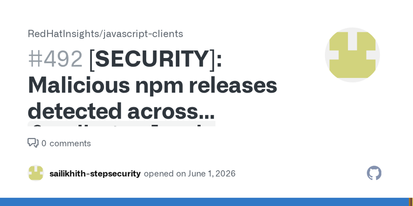 npm packages from redhat have been compromised