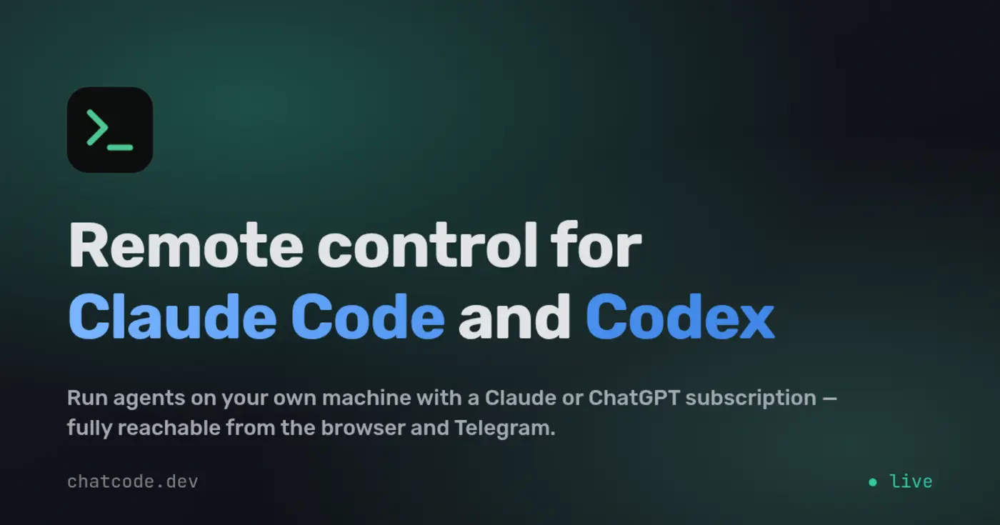 show hn chatcode remote control for claude code and codex