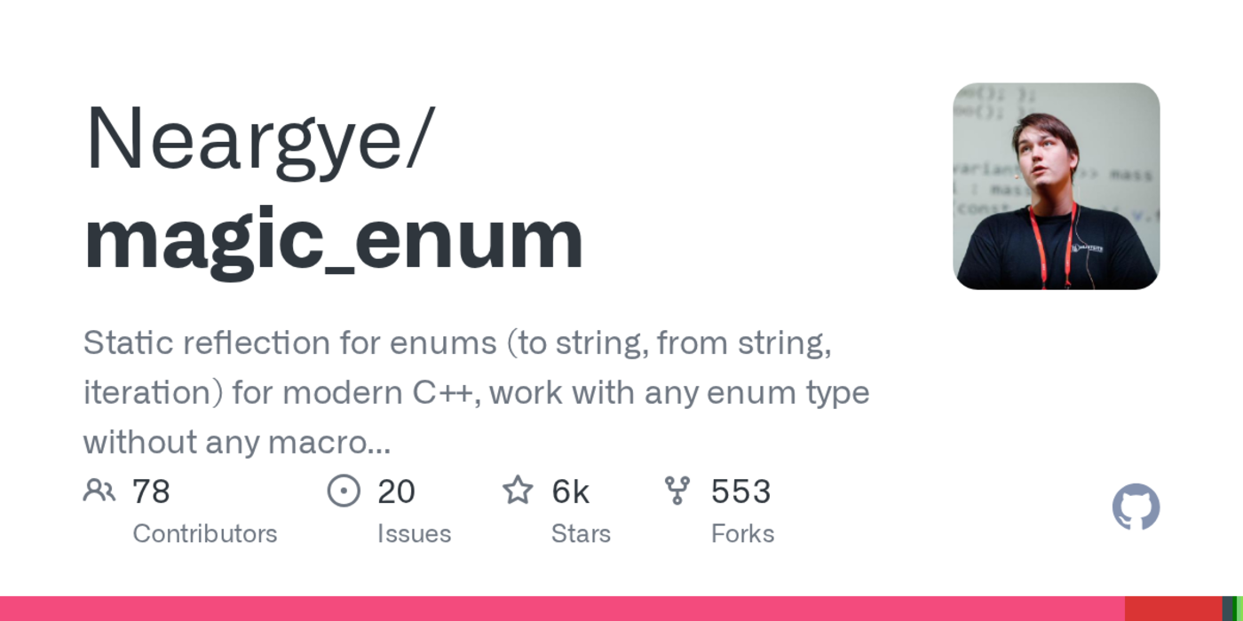 magic enum c headeronly c17 library provides static reflection for enums