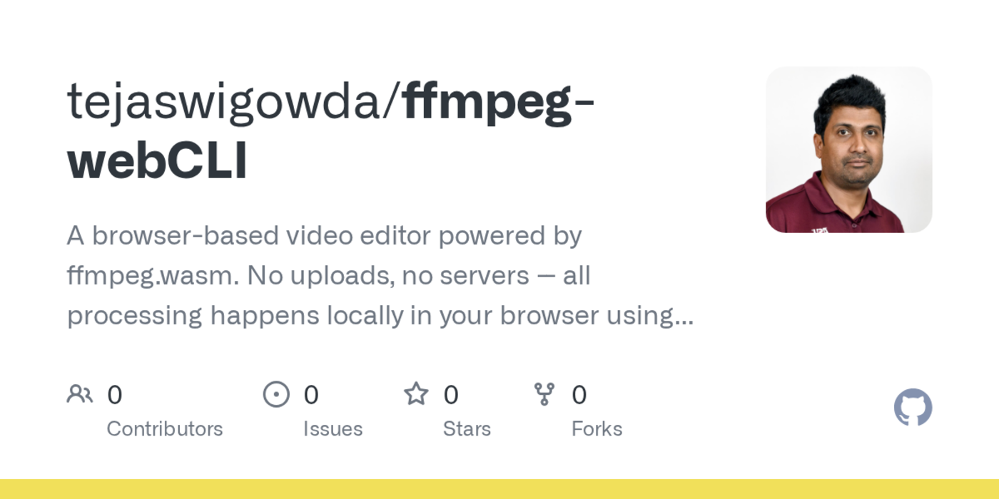 show hn ffmpeg webcli full ffmpeg in browser offline pwa no uploadswasm