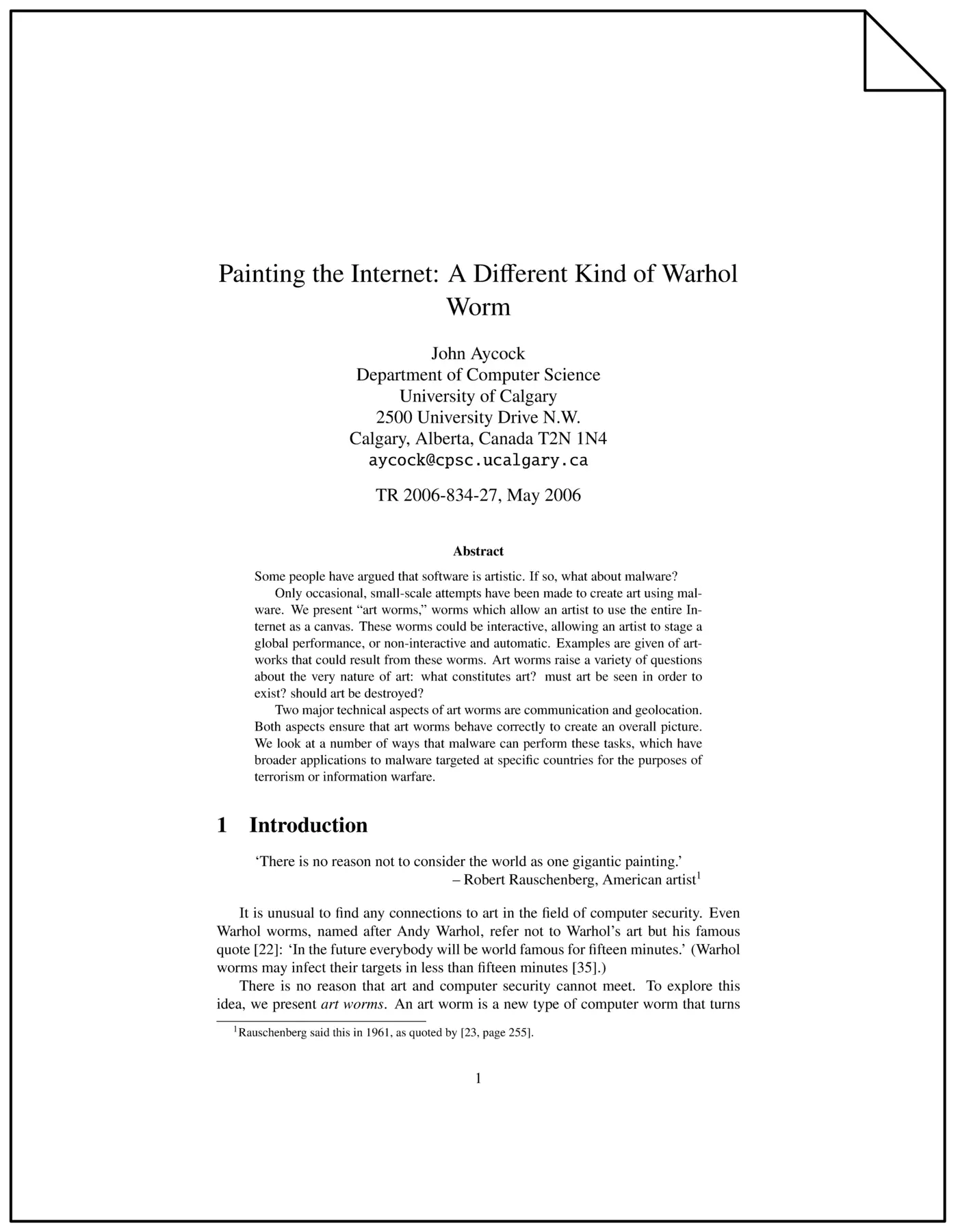 painting the internet a different kind of warhol worm pdf