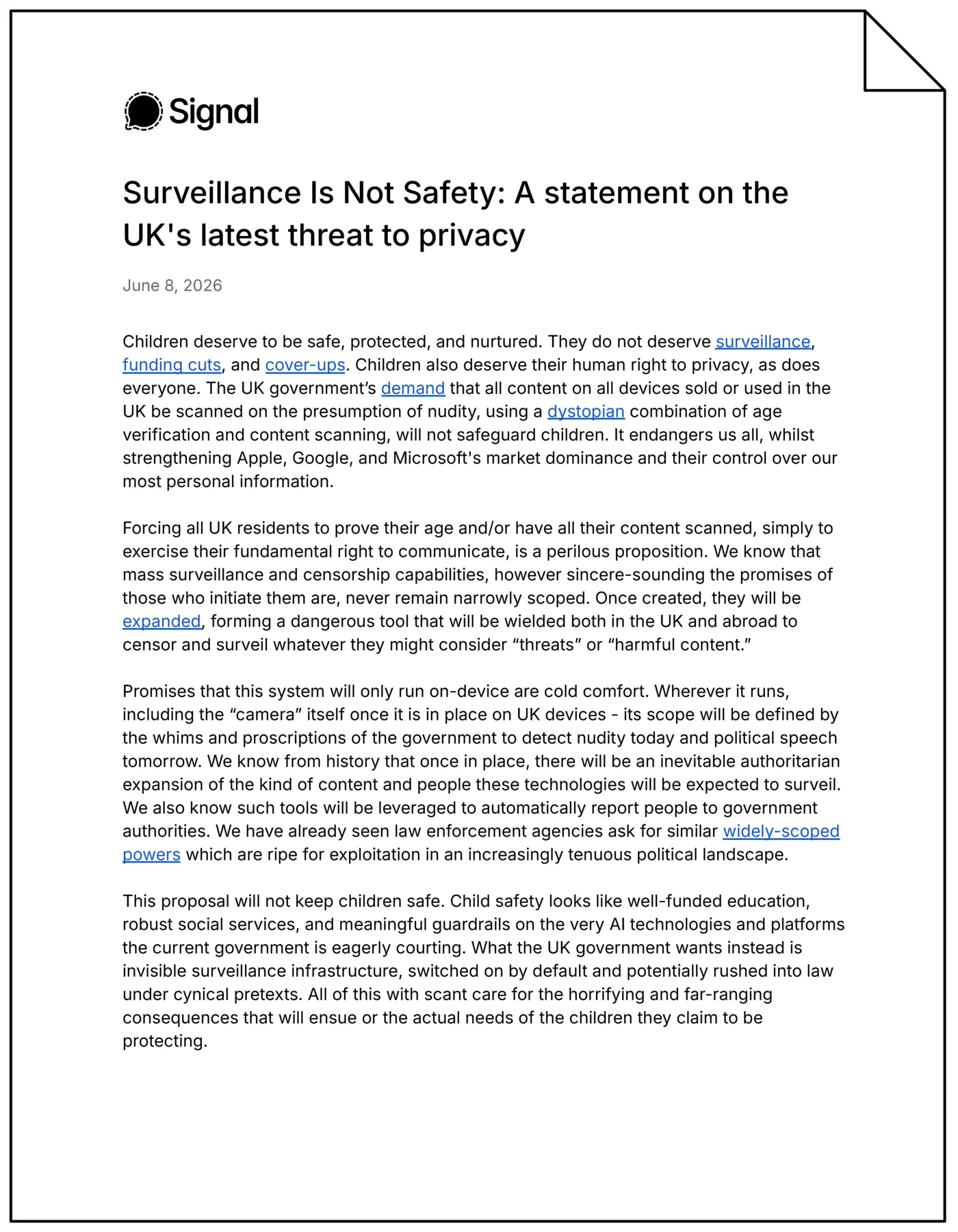 surveillance is not safety a statement on the ukx27s latest threat to privacy pdf
