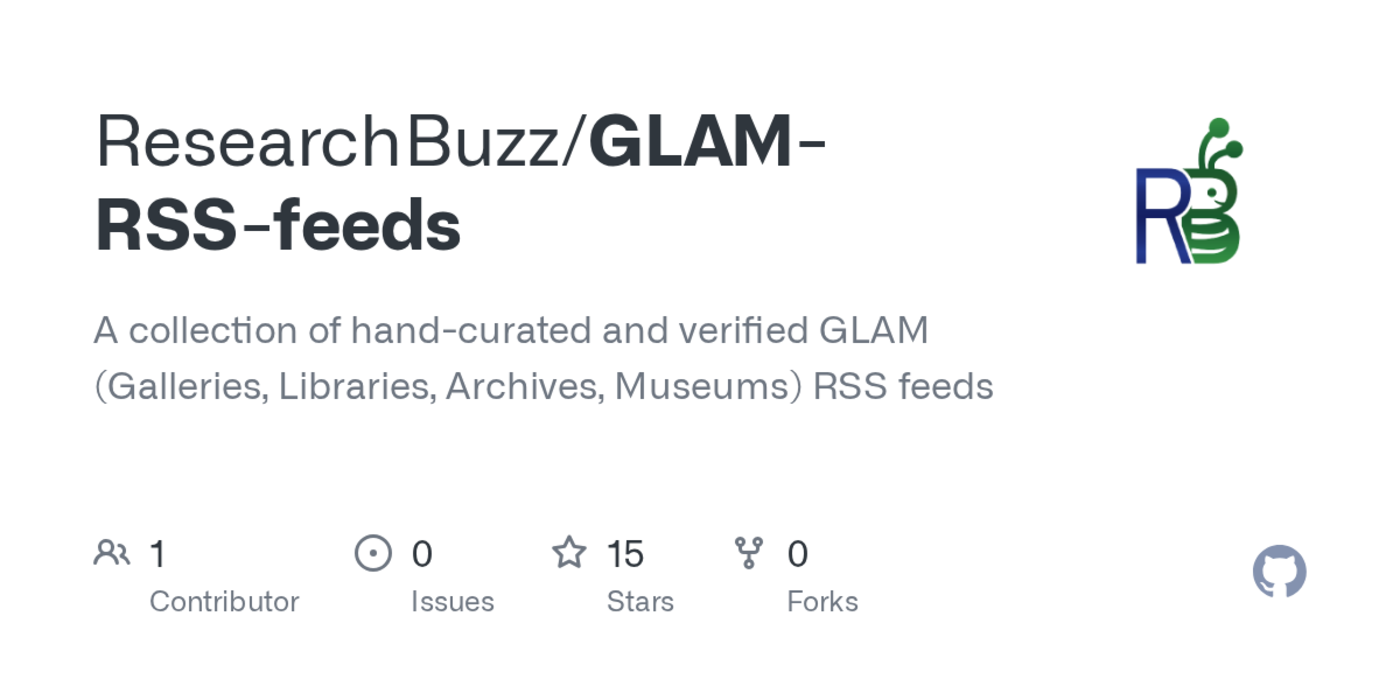 new dataset of humancurated glam rss feeds available on github
