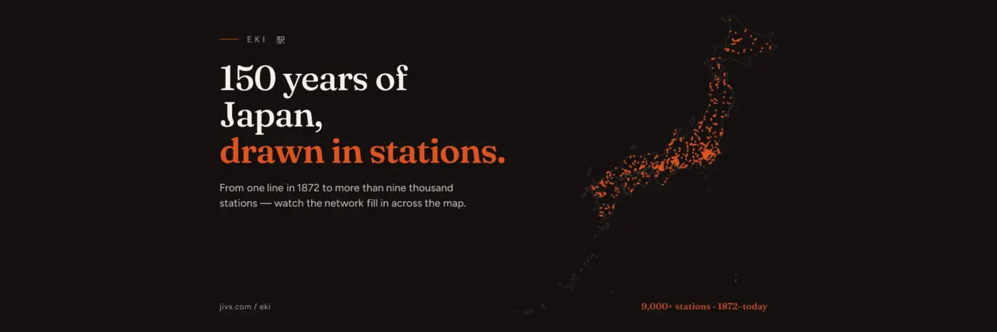 all 9300 japanese train station animated by the year it opened 18722026