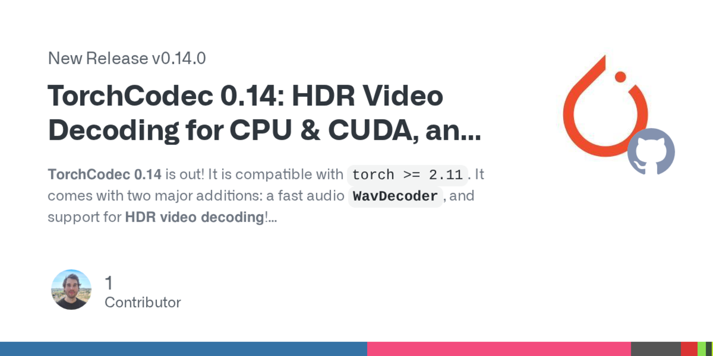 torchcodec 014 hdr video decoding for cpu and cuda and fast wav decoder