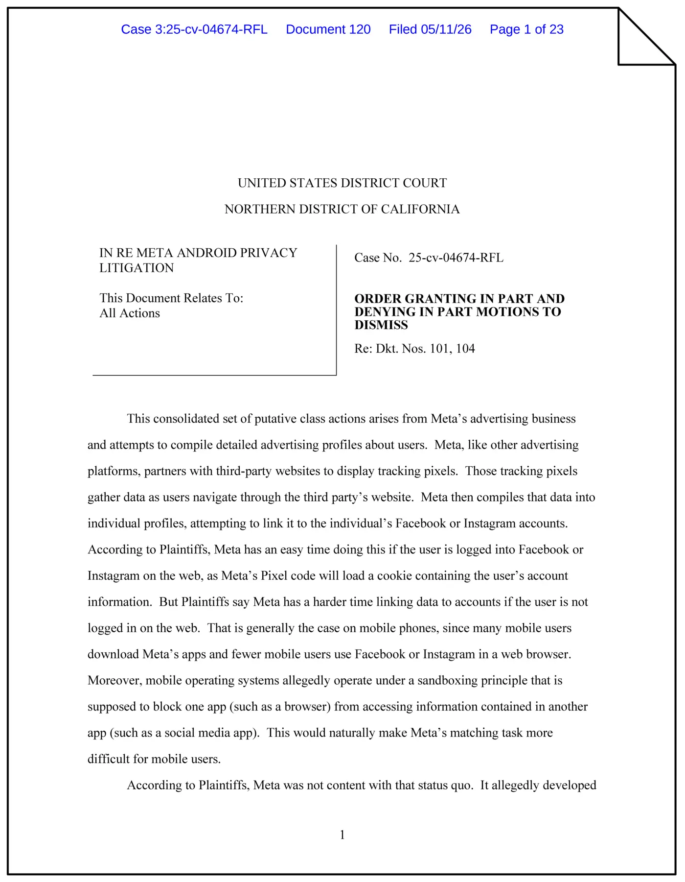 in re meta android privacy litigation pdf