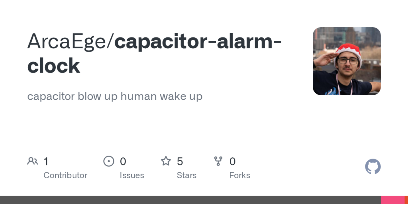 show hn capacitor alarm clock
