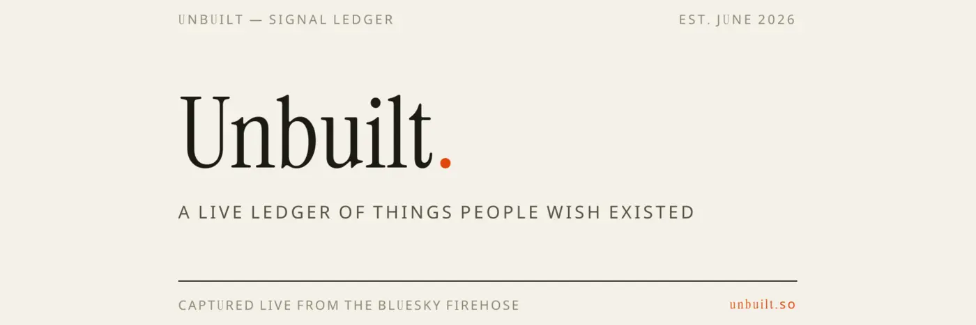 a live ledger of things people wish existed captured from the bluesky firehose