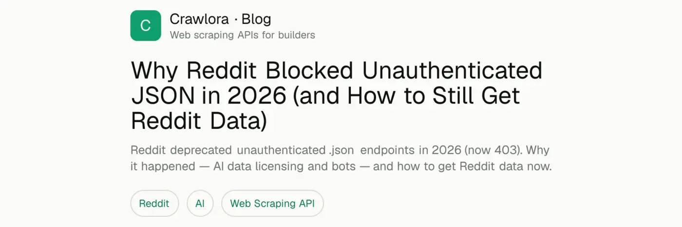 why reddit blocked unauthenticated json in 2026
