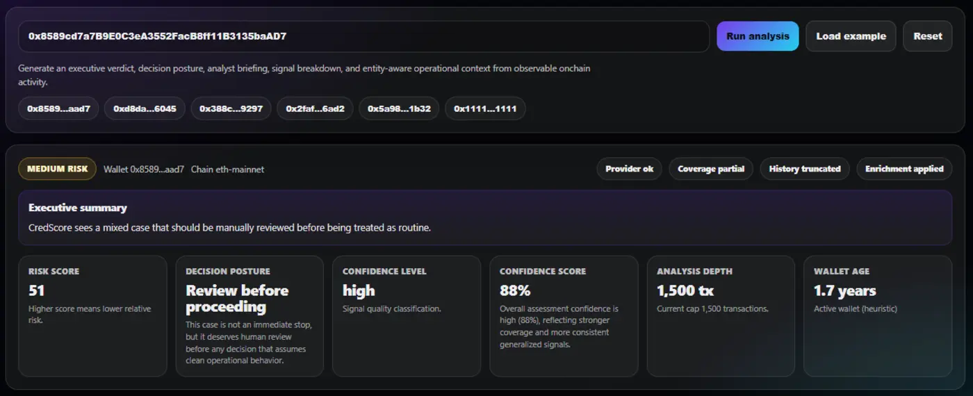 show hn credscore deterministic wallet risk scoring no model in the path