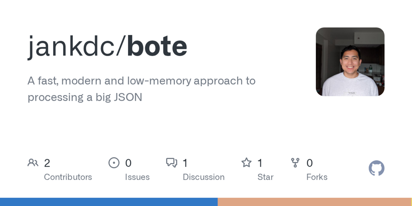 show hn bote a fast modern and lowmemory approach to processing a big json